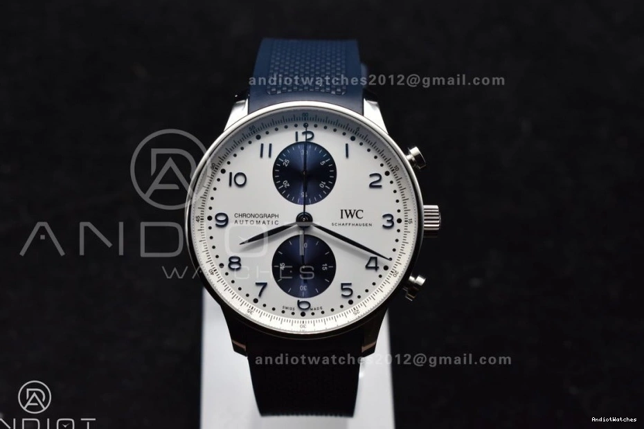 Strap 1011 Blue Chrono Dial A IW3716 Portuguese Best on White WeatherProof 1:1 Edition Z+F Blue Rubber 0111